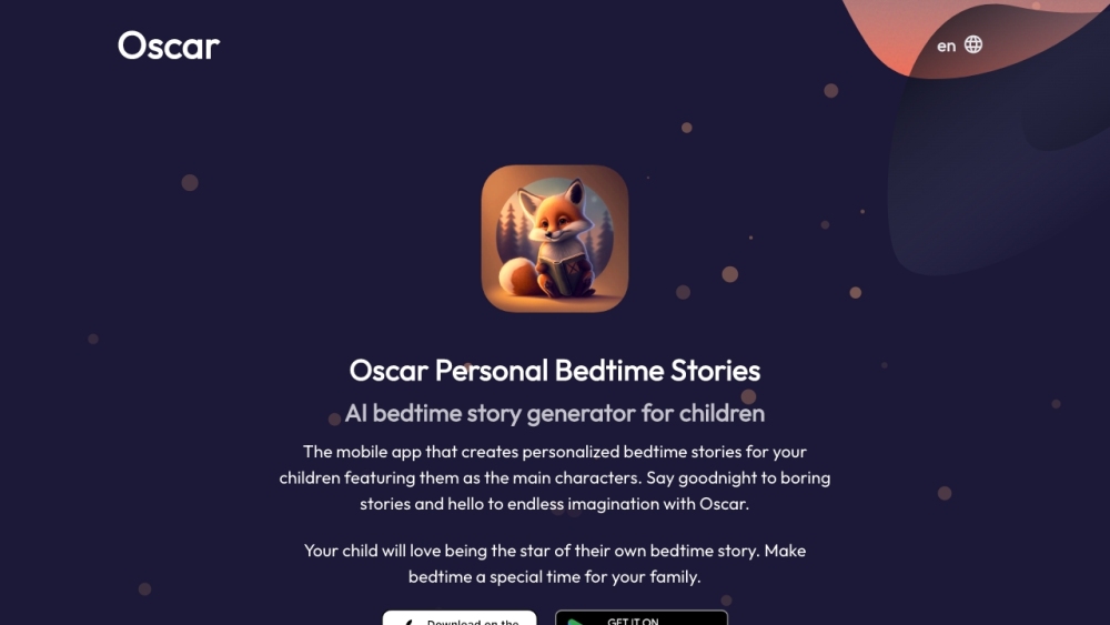 Oscar Stories Website screenshot