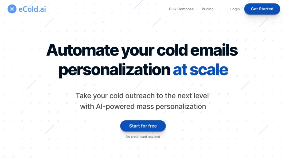 eCold.ai Website screenshot