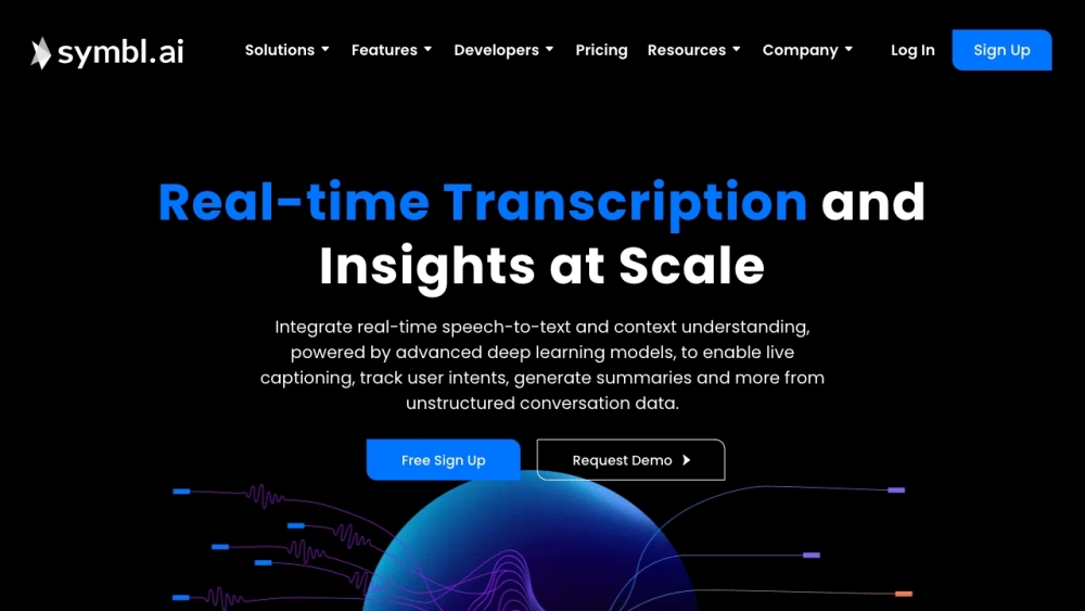 Symbl.ai Website screenshot