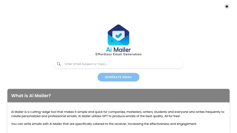 AI Mailer Website screenshot