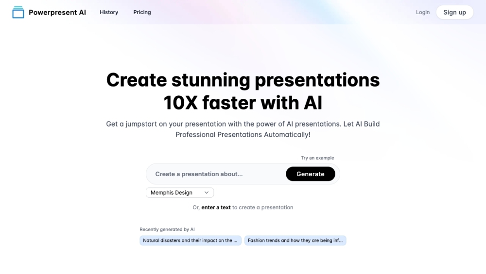 Powerpresent AI Website screenshot