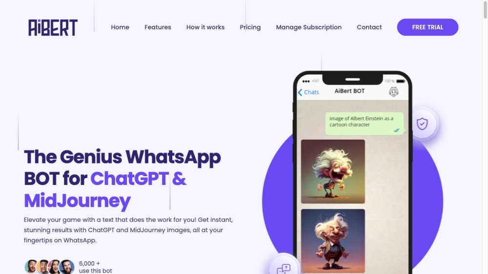 AiBERT: Elevate WhatsApp Chats with ChatGPT & Midjourney Screenshot