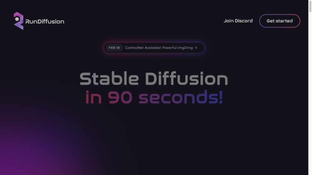 RunDiffusion Website screenshot