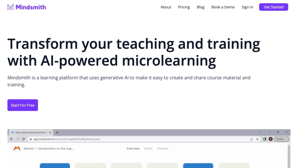 Mindsmith: AI-powered Learning Website screenshot