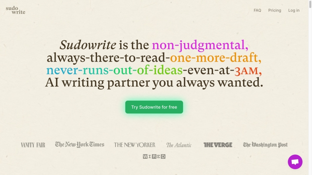 Sudowrite Website screenshot