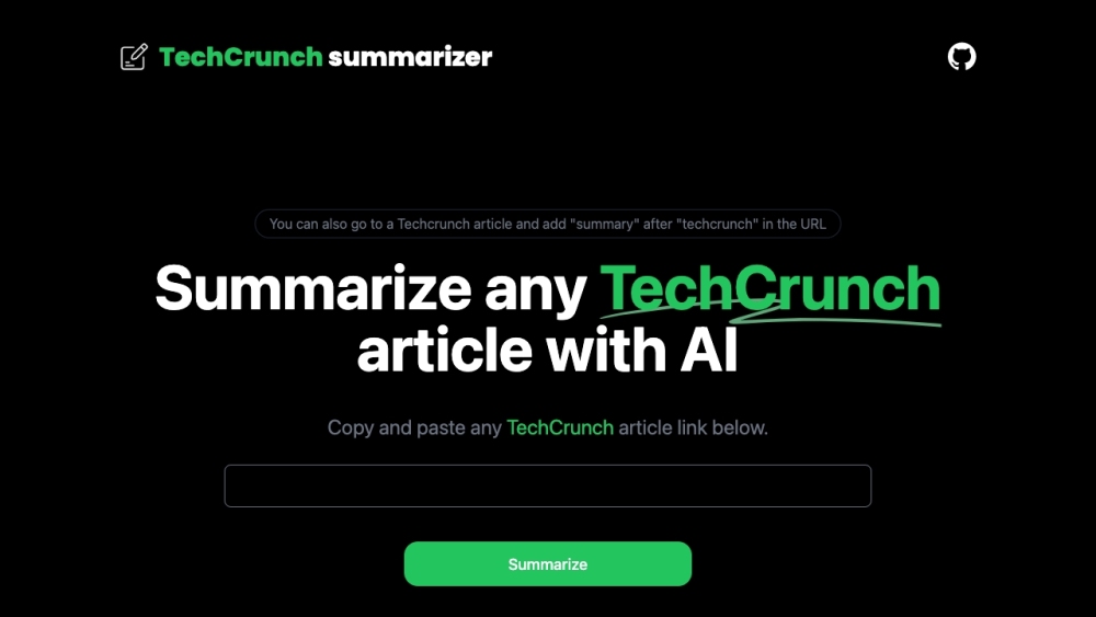 News Summarizer for TechCrunch Website screenshot