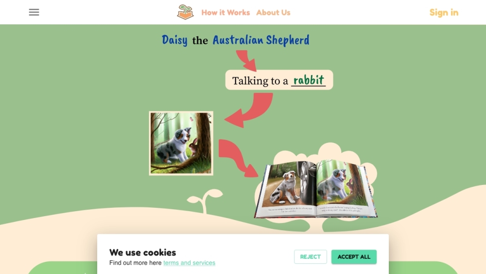 Your Own Story Book Website screenshot