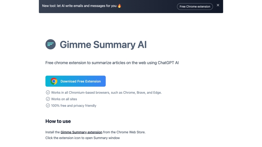 Gimme Summary AI Website screenshot