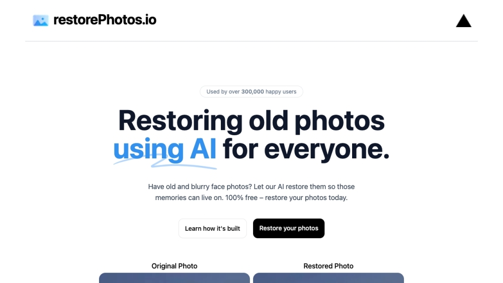 restorePhotos.io Website screenshot