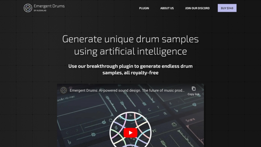 Emergent Drums by Audialab Website screenshot