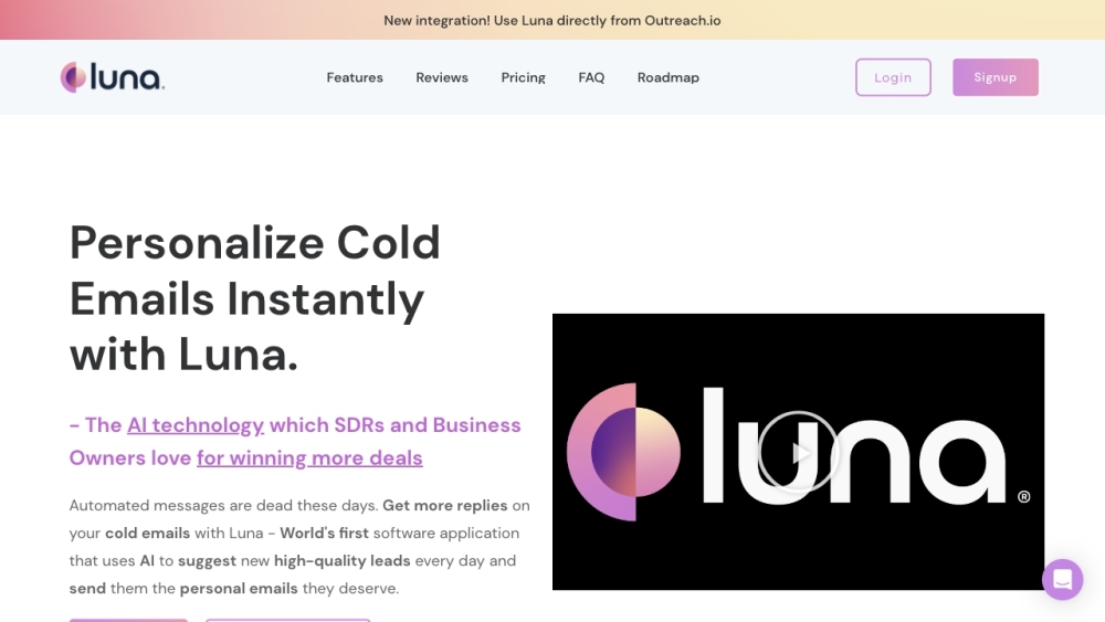 Luna Website screenshot