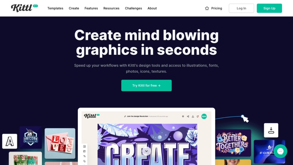 Kittl - Unleash Your Creative Power Website screenshot