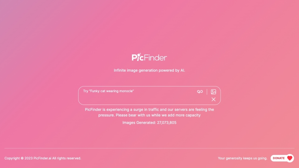 PicFinder.AI Website screenshot