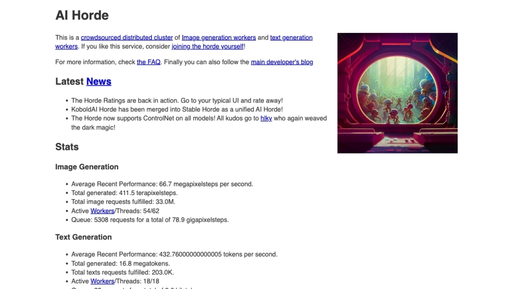 AI Horde Website screenshot