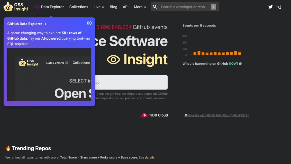 Data Explorer by OSS Insight Website screenshot