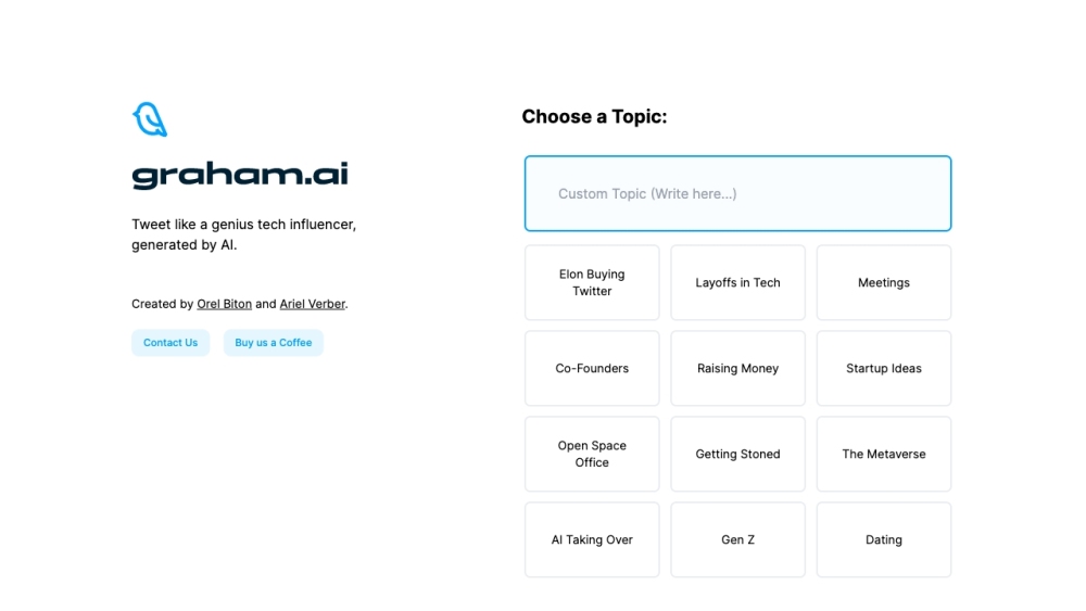 Graham.AI - Tech Tweet Generator Website screenshot