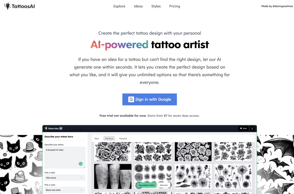 TattoosAI Website screenshot