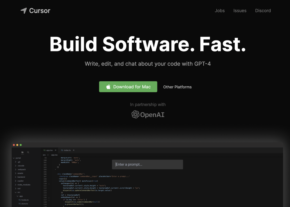 Cursor - The AI-first Code Editor Website screenshot