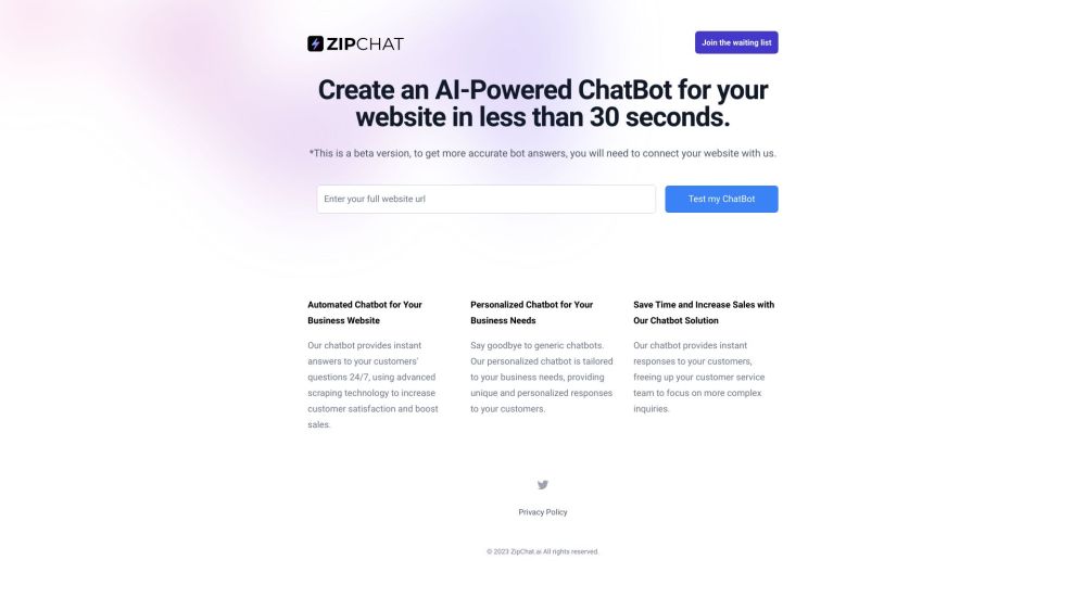 Zipchat® Website screenshot