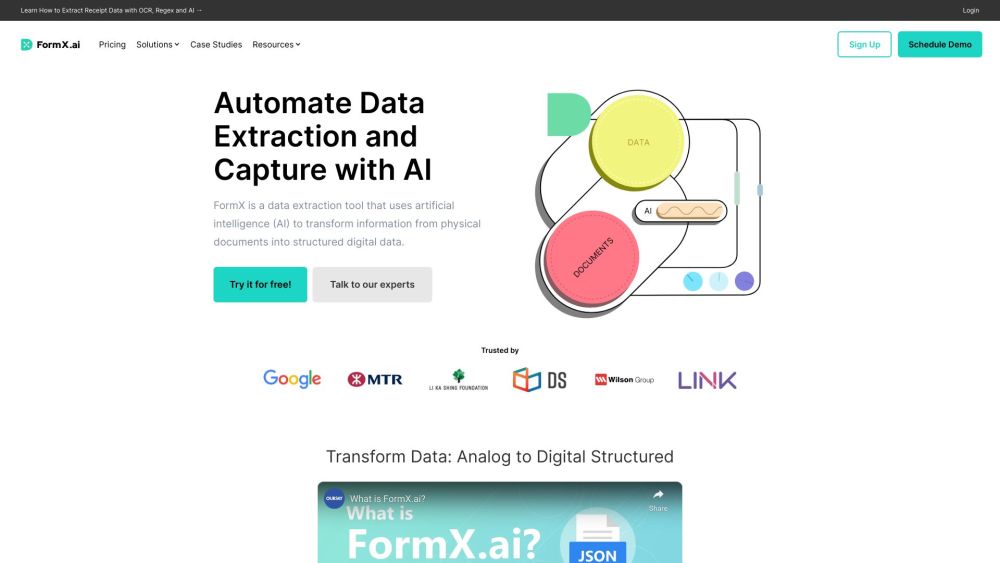 FormX.ai - Form and Document Extractor with AI Website screenshot