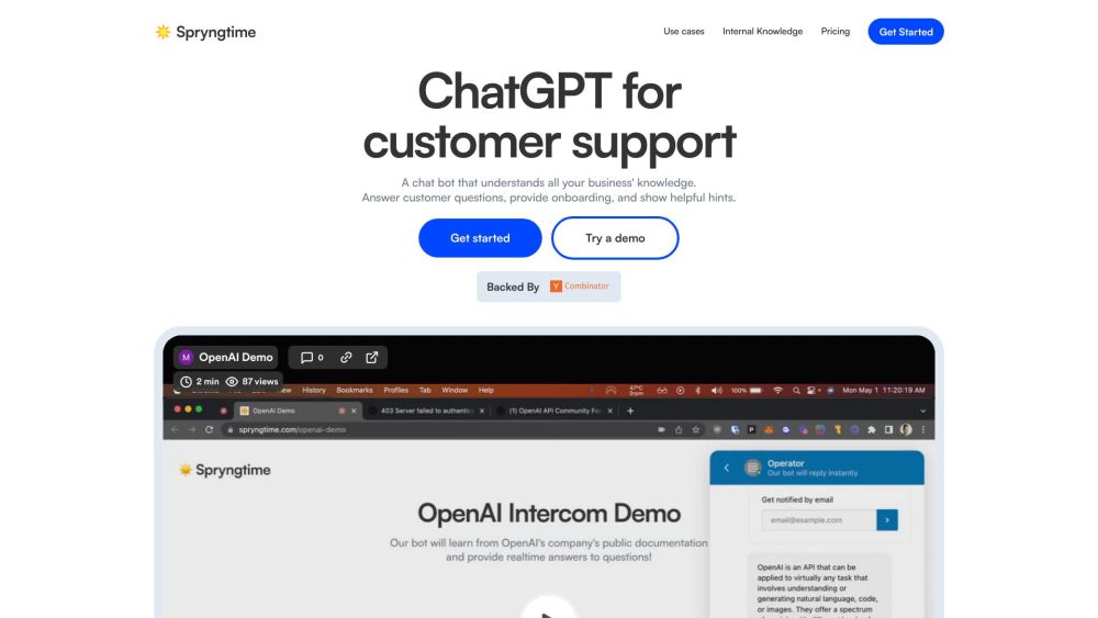 Spryngtime: Automate Support with ChatGPT, Company’s Tone & Voice