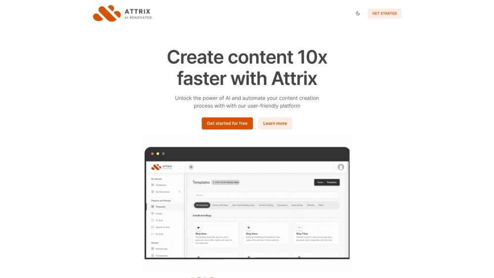 Attrix.ai Website screenshot