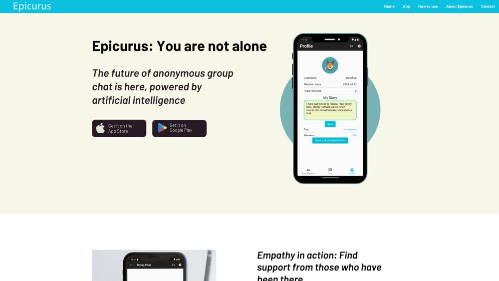 Epicurus Website screenshot