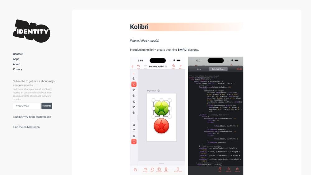 Kolibri Website screenshot