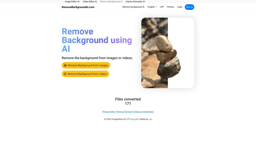 RemoveBackgroundAI.com Website screenshot