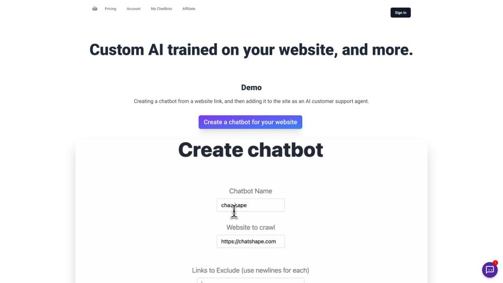 ChatShape Website screenshot