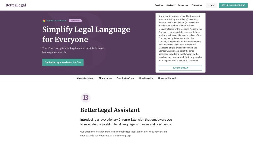 BetterLegal Website screenshot