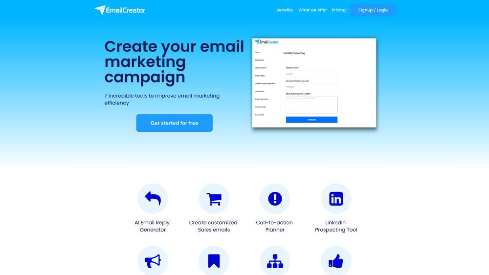 Email Creator Website screenshot