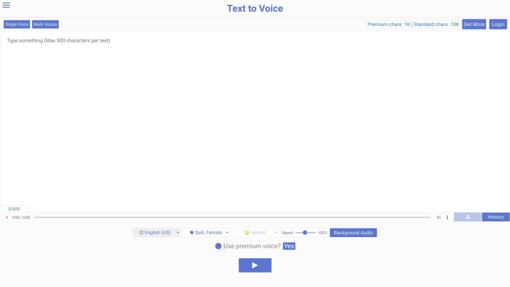 Online Text to Speech with Emotions Website screenshot