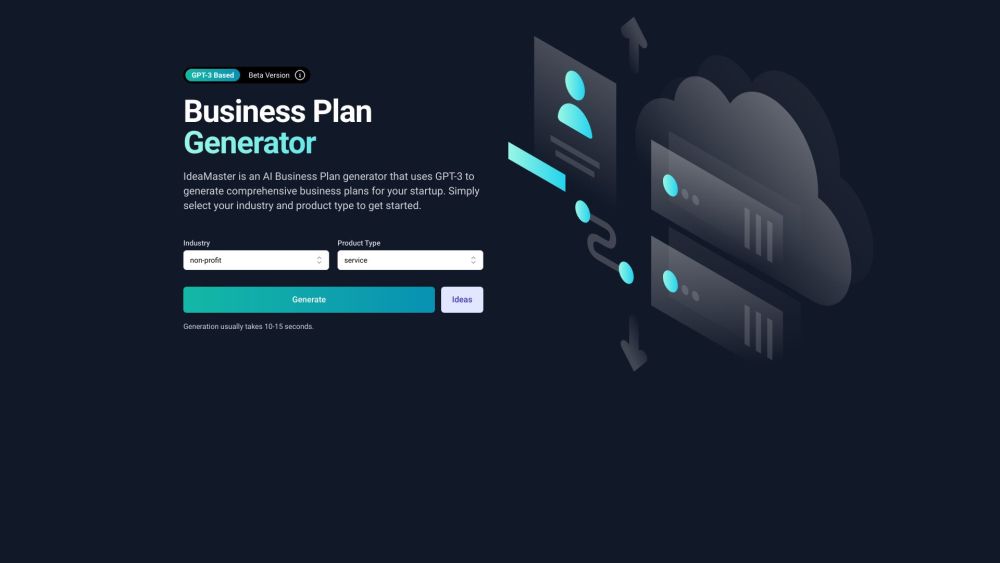 AI Business Plan Generator Website screenshot