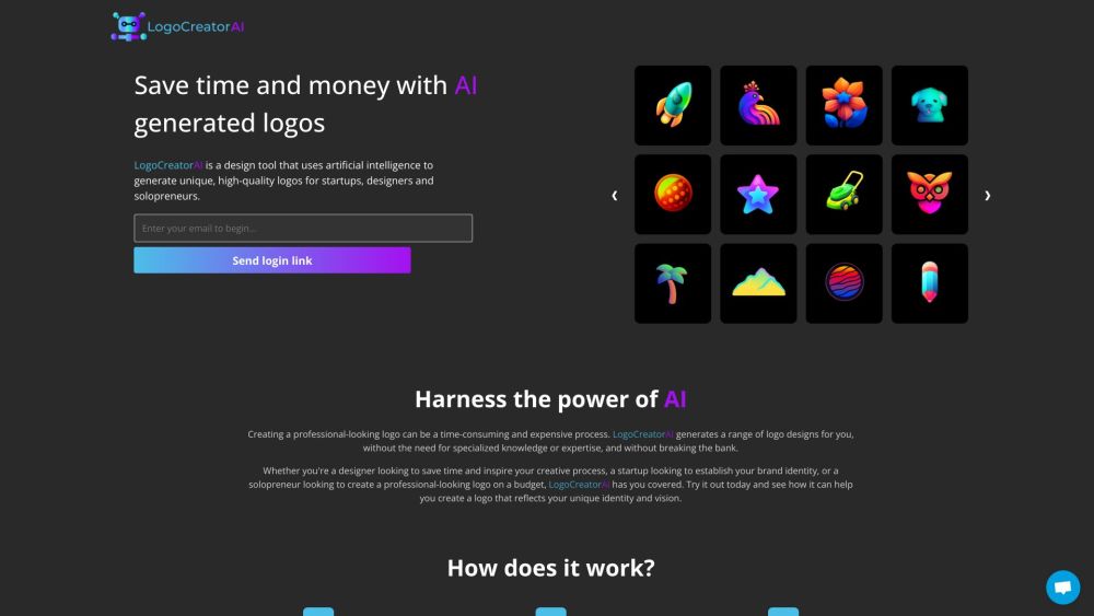 LogoCreatorAI Website screenshot