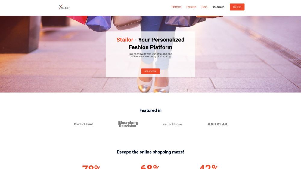 Stailor Website screenshot