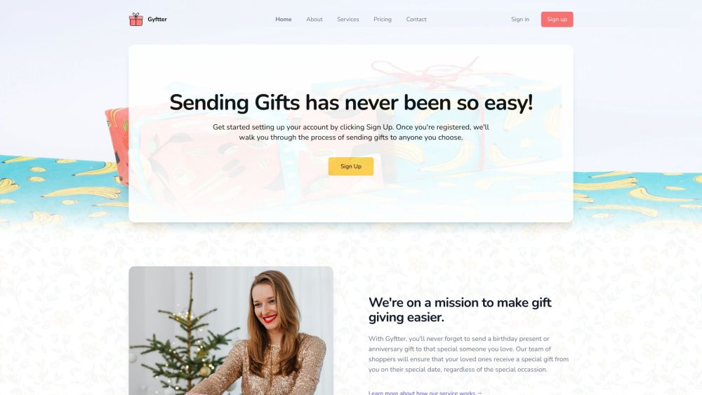 Gyftter Website screenshot