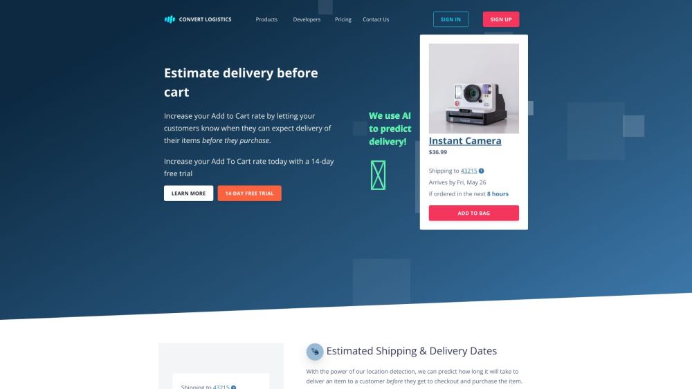 Convert Logistics Website screenshot