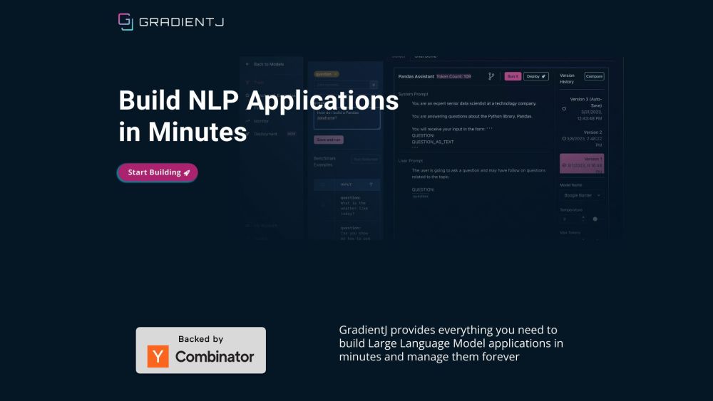 GradientJ - Build NLP Fast Website screenshot