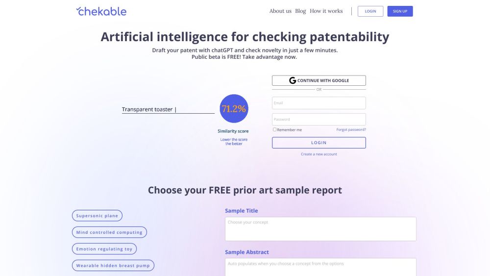 Chekable: Draft Patents, Check Novelty, Prior Art, Compare Effortlessly
