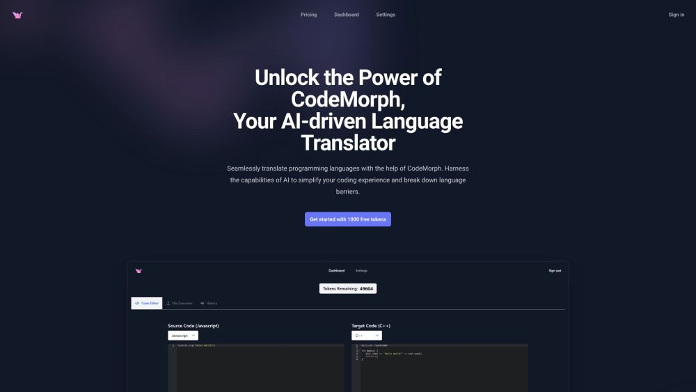 Code Translator Website screenshot