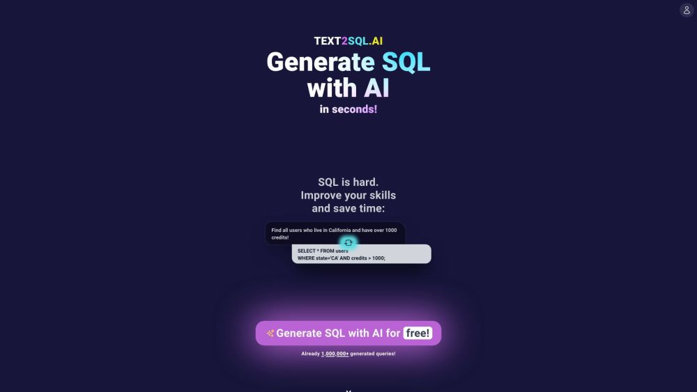 Text2SQL.AI Website screenshot