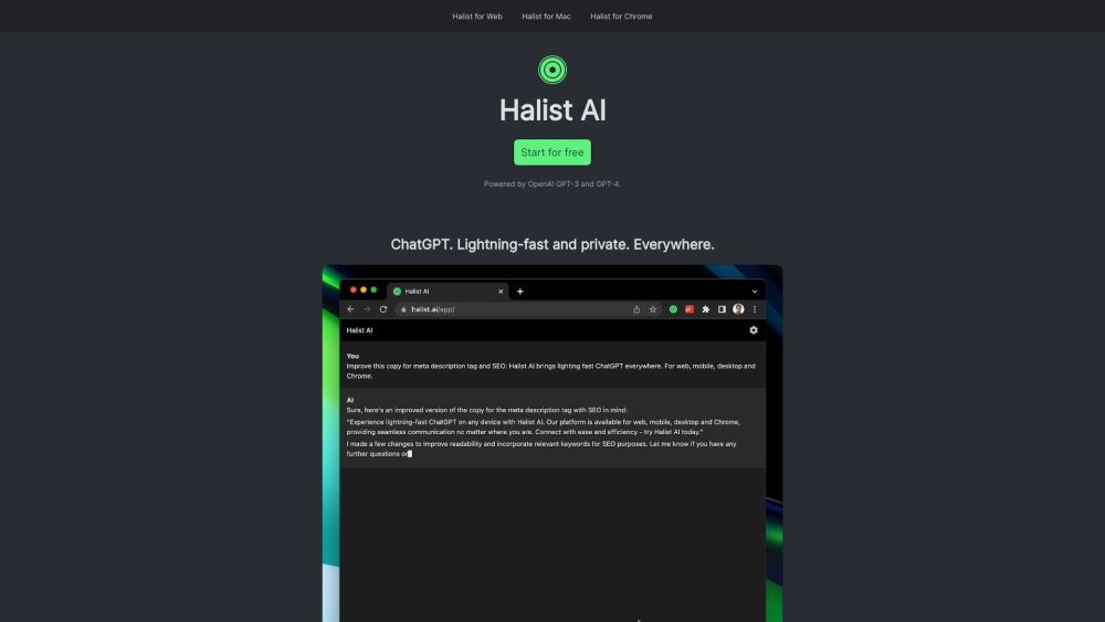 Halist AI Website screenshot