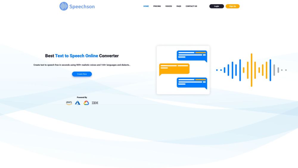 Speechson - Text To Sound TTS Online Website screenshot