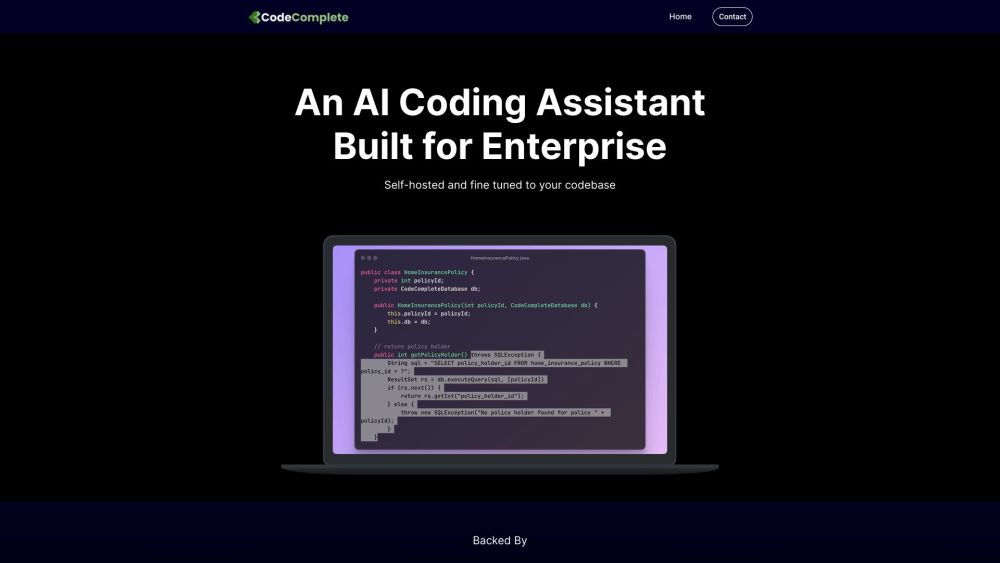 CodeComplete: AI Coding Assistant for Enterprise Website screenshot