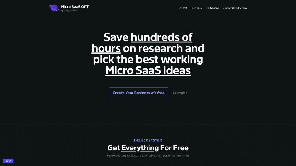 Micro SaaS GPT Website screenshot