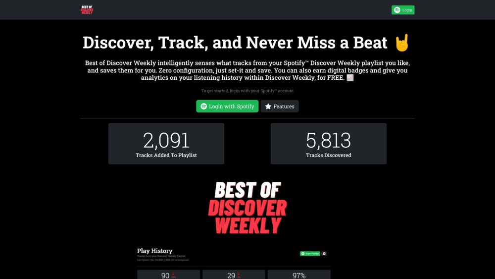 Best of Discover Weekly Website screenshot