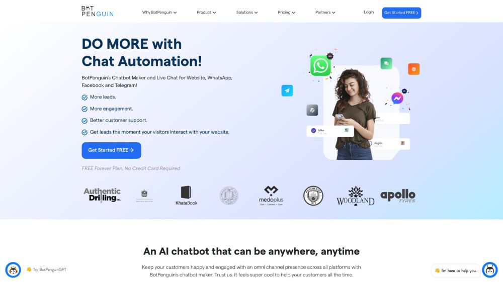 BotPenguin Chatbot Website screenshot