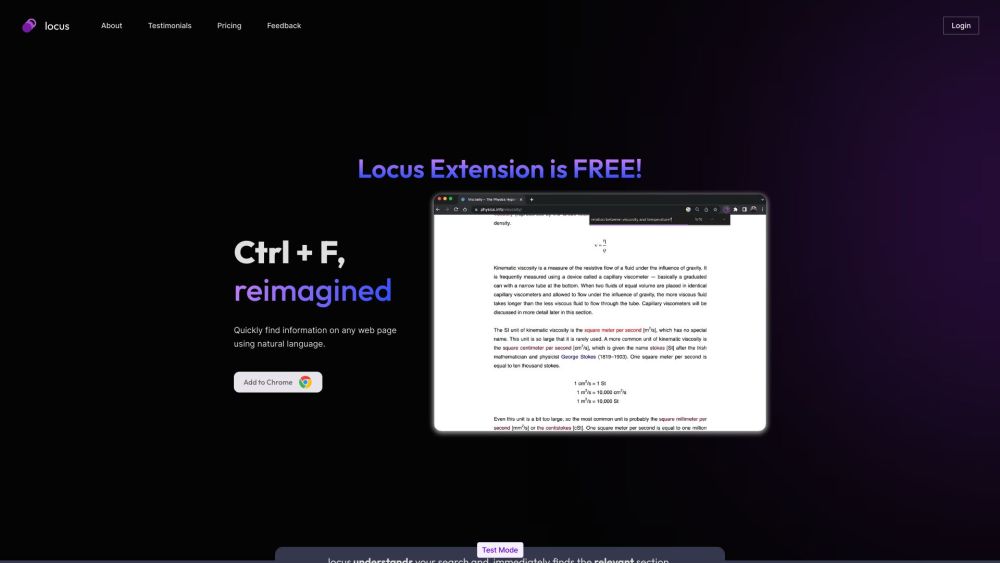 Locus - Smart CTRL F Website screenshot