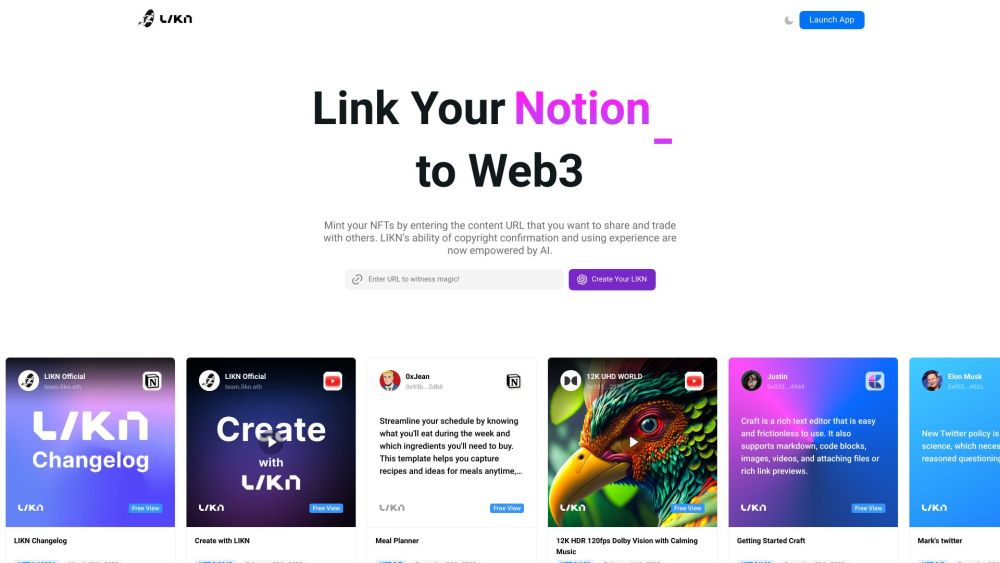 LIKN - Link Your Content to Web3 Website screenshot